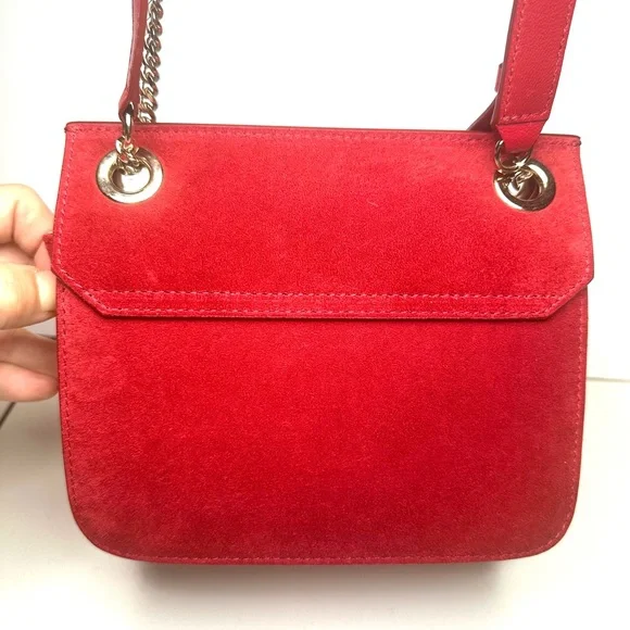 Stunning JIMMY CHOO red suede handbag with light gold hardware. NWT - Picture 3 of 12